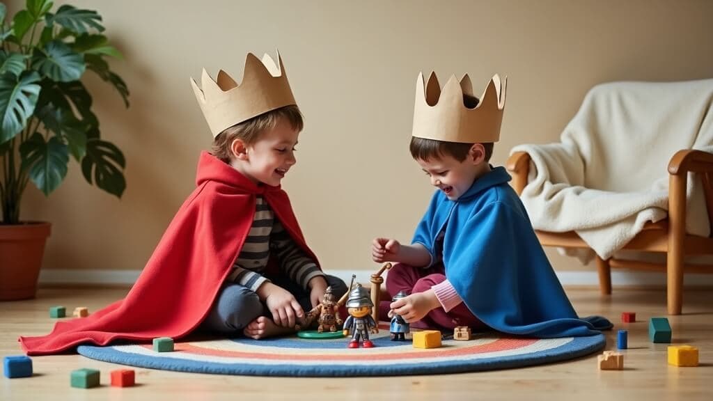 Zwei Kinder spielen am Kindertisch