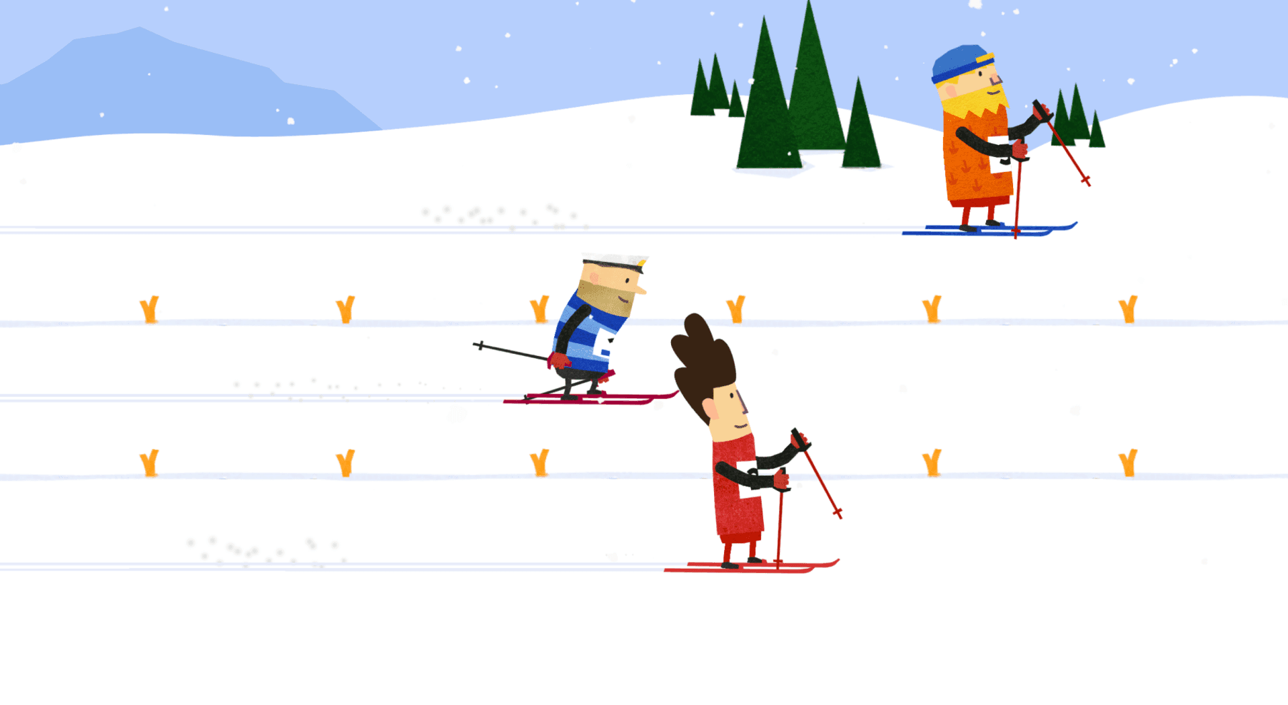 Stelle dich Ski-Challenges und tritt in verschiedenen Winterdisziplinen an.